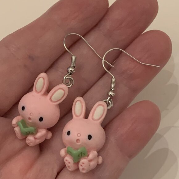 Book Earring, Bunny Earring, Easter Earring, Rabbit Earring, Easter Jewelry - Picture 2 of 5